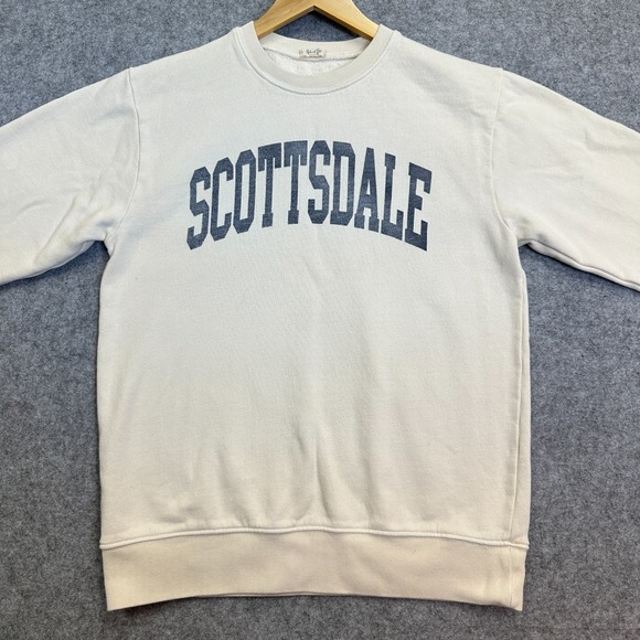 John Galt Scottsdale Crewneck Sweatshirt Women's Size S Cream Navy Heavyweight - Picture 2 of 8